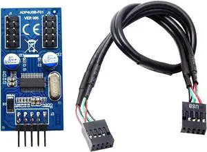 JAENFONG Motherboard USB 2.0 9pin Header 1 to 2 Extension Hub Splitter Adapter - Converter MB USB 2.0 Male to 2 Male - 30CM USB 9-pin Internal Cable