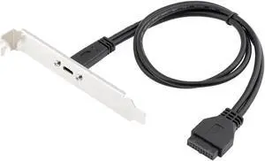 JAENFONG 1.64FT Motherboard USB 20pin to USB 3.1 Type-C Female Adapter w/ PCI Slot Cover Bracket,w/ 5Gbps Data Transfer Speed - Black