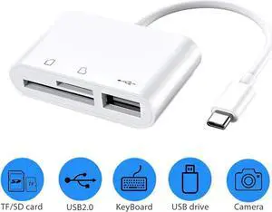 JAENFONG SD Card Reader, 3 in 1 USB C to USB Camera Connection Kit SD/Micro SD Card Reader, USB C to USB2.0 Female OTG Adapter for New iPad Pro 11"/12.9" 2018, Mac-Book Pro and More UBC C Device
