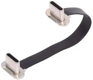 JAENFONG Cable Angled USB-C Type C to USB-C Ultra Slim Flat Power USB2.0 Data Cable 65W Fast Charge for Laptop Tablet Phone 7cm
