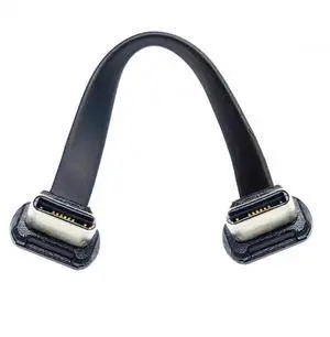 JAENFONG Cable USB-C Type C to USB-C Ultra Slim Flat Power USB2.0 Data Cable Angled Connector 65W Fast Charge for Laptop Tablet Phone Black