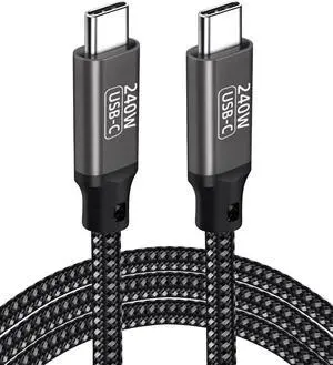JAENFONG USB C to USB C Cable 240W 6.6ft / 2M, Type C to Type C Cable, PD3.1 Fast Charging Cord Type C 48V 5A Nylon Braided Cable for M-a-c-B-o-o-k Pro i-P-a-d Pro Gal-axy S22/A10 Other USB C Devices