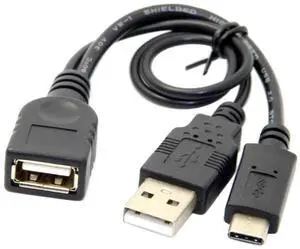 JAENFONG USB C OTG Cable USB 3.1 Type C to USB 2.0 OTG Data Cable with USB Power