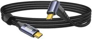 JAENFONG USB C to USB C 90 Degree Cable 10Gbps USB Type-C 3.1 Gen2 Male to Male Data Transfer 4K@60Hz Video Cable Support 100W Fast Charging (1M/3.3FT)