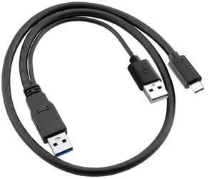 JAENFONG  Type-C USB 3.0 Power Y Cable, Dual USB3.0 Data & USB2.0 Power A Male to USB-C USB 3.0 Cable with Extra Power for SSD HDD