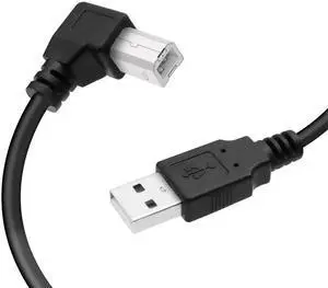 JAENFONG USB Printer Cable 90 Degree USB 2.0 A Male to B Male Printer Scanner USB B Cable Cord with 480Mbps High Speed Printing, 1.5M(Right Angle)