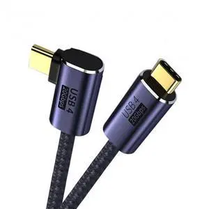JAENFONG Cable USB4 USB-C 100W Type-C Male to Male Cable Left Right Angled USB4.0 20V 5A GEN2 20Gbps 100W Charging for Laptop Tablet Phone 100CM JAENFONG Cable USB4 USB-C 100W Type-C Male to Male Cable Left Right Angled USB4.0 20V 5A GEN2 20Gbps 100W Charging for Laptop Tablet Phone 100CM
