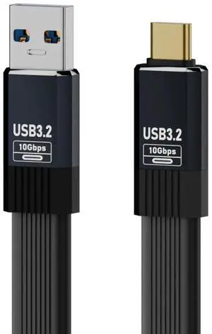 JAENFONG Cable USB3.1 Type-A Male to Type-C Male 10Gbps Flat Slim FPC USB-C Data Power Cable 5V3A for Laptop Phone Disk (50cm)