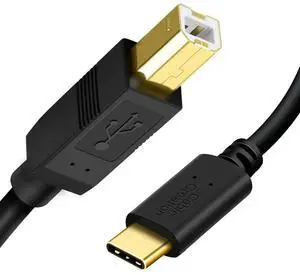 JAENFONG USB C to B Printer Cable 3.3FT, Scanner and MIDI Cable for Yamaha Casio Digital Piano, DJ Controller, 1M Black