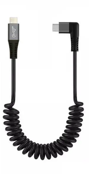 JAENFONG USB C to C Coiled Cable USB 3.2 Type C 90 Degree Right Angled 20Gbps PD 100W 8K@60Hz Data Fast Charging Cable 6ft JAENFONG USB C to C Coiled Cable USB 3.2 Type C 90 Degree Right Angled 20Gbps PD 100W 8K@60Hz Data Fast Charging Cable 6ft
