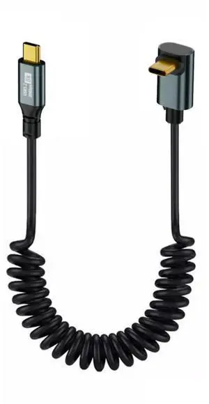 JAENFONG USB C to C Coiled Cable USB 3.2 Type C 90 Degree UP Angled 20Gbps PD 100W 8K@60Hz Data Fast Charging Cable 6ft JAENFONG USB C to C Coiled Cable USB 3.2 Type C 90 Degree UP Angled 20Gbps PD 100W 8K@60Hz Data Fast Charging Cable 6ft