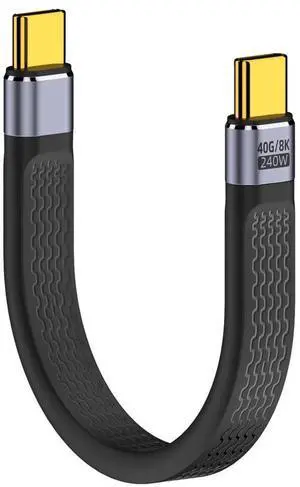 JAENFONG USB4.0 Cable 240W Power Type-C USB-C Male to Male USB4 40Gbps 100W 8K Flat Slim FPC Data Cable 13cm