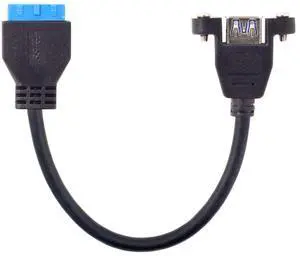 JAENFONG Cable USB 3.0 Single Port A Female Screw Mount Type to Motherboard 20pin Header Cable 25cm