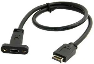 JAENFONG USB 3.1 Front Panel Header to USB-C Type-C Female Extension Cable 40cm with Panel Mount Screw