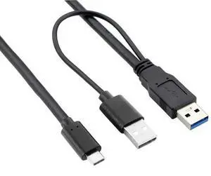 JAENFONG Type-C USB-C to USB 3.0 Male & USB 2.0 Dual Data Y Cable for Laptop & Hard Disk 60cm JAENFONG Type-C USB-C to USB 3.0 Male & USB 2.0 Dual Data Y Cable for Laptop & Hard Disk 60cm