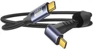 JAENFONG USB C to USB C 90 Degree Cable 10Gbps USB Type-C 3.1 Gen2 Male to Male Data Transfer 4K@60Hz Video Cable Support 100W Fast Charging (0.5M/1.6FT)