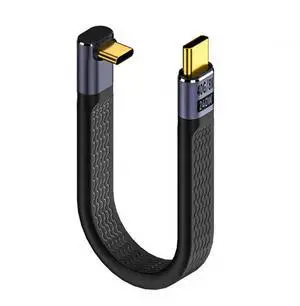 JAENFONG Up Angled 240W Type-C USB-C Male to Male USB4 40Gbps 100W 8K Flat Slim FPC Data Cable for Laptop Phone 13cm JAENFONG Up Angled 240W Type-C USB-C Male to Male USB4 40Gbps 100W 8K Flat Slim FPC Data Cable for Laptop Phone 13cm