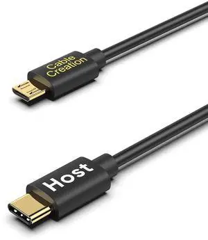 JAENFONG USB C to Micro USB Cable - 3.3FT, 480Mbps OTG, Compatible with MacBook Pro Air Galaxy S21 S20 S10 Pixel 5/4/3 - Black