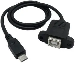JAENFONG 50cm Micro USB 5pin Male to USB Type B 2.0 Female Extension Panel Mount Data and Charge Cable with Screws Holes JAENFONG 50cm Micro USB 5pin Male to USB Type B 2.0 Female Extension Panel Mount Data and Charge Cable with Screws Holes