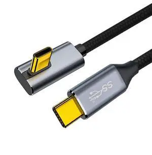 JAENFONG Cable USB-C 100W Type-C Male to Male Cable Low Profile Angled 20V 5A GEN2 10Gbps Charging for Laptop Tablet Phone 200cm