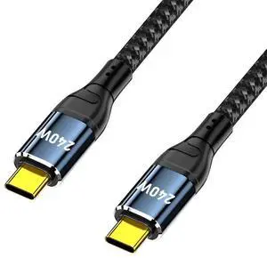 JAENFONG Cable USB-C 240W Type-C Male to Male Cable 48V 5A Compatible with USB2.0 480Mbps 100W Charging for Laptop Tablet Phone