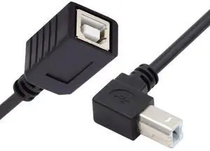 JAENFONG USB 2.0 B Type Male to Female Extension Cable Up Angled 90 Degree 20cm for Printer Scanner Disk