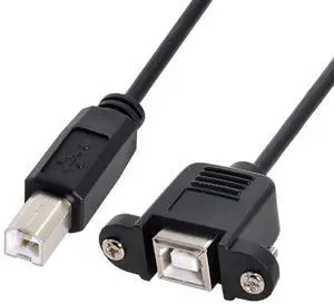 JAENFONG USB Type-B Male to Female Extension Cable 50cm Straight Type with Screws Panel Mount for Printer Scanner Disk JAENFONG USB Type-B Male to Female Extension Cable 50cm Straight Type with Screws Panel Mount for Printer Scanner Disk