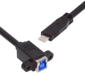 JAENFONG  Cord USB 3.0 Type-B Female to USB3.0 Type-C Male Cable Extension 5Gbps for Disk SSD Camera Data 30cm