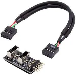 JAENFONG Dual USB 3.1 Front Panel IDC Socket Key-A Type-E to USB 2.0 9Pin 10Pin Mainboard Header Male Cable Extension Adapter 20cm