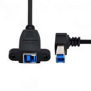 JAENFONG Cable USB 3.0 Back Panel Mount B Type Female to Right Angled 90 Degree B Type Male Extension 0.5m