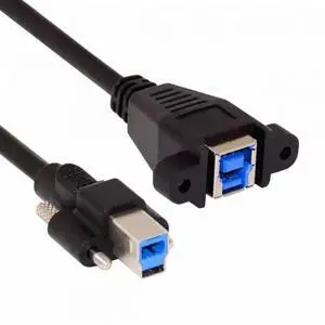 JAENFONG Cable Dual Thumbscrews USB 3.0 Back Panel Mount B Male to Female B Type Extension Cord 0.5m