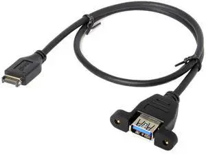 JAENFONG USB 3.1 Front Panel Header to USB 3.0 Type-A Female Extension Cable 50cm Panel Mount Type