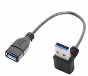 JAENFONG 2PCS Short USB 3.0 Male to Female Extension Cable, Up and Down Angle 90 Degree USB Extender Adapter Cord for PC, Laptop, etc, 25CM, 10IN