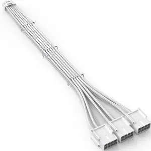 JAENFONG RTX 3090TI 4090 16Pin(12+4) to 3x8Pin PCI-E 5.0 Sleeved Extension Cable,12Pin to 3x8Pin Compatible 3090ti and RTX4090 4080 Series,13inch with Cable Combs white