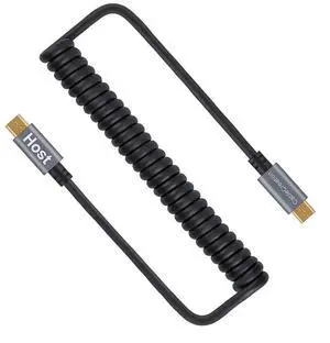 JAENFONG Micro USB to Micro USB Coiled Cable 0.56ft to 4ft, Coiled Micro OTG Cable with Gold Plated Connector Aluminium Shell Works for Raspberry Pi Zero, Smart Phones, DJI Remote, Black