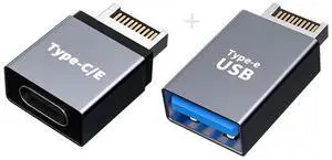 JAENFONG 2pcs USB 3.1 Front Panel Header Male Type-E to Type-A & Type-C USB-C Motherboard Extension Data Adapter JAENFONG 2pcs USB 3.1 Front Panel Header Male Type-E to Type-A & Type-C USB-C Motherboard Extension Data Adapter