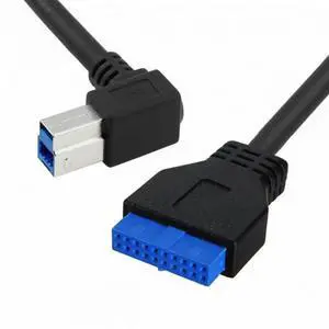 JAENFONG  Cable 90 Degree Left Angled USB 3.0 B Type Male to 3.0 Motherboard 19pin Header 50cm