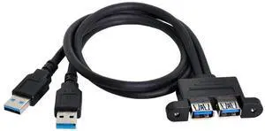 JAENFONG  USB 3.0 Front Panel Header 2 Male to 2 USB 3.0 Female Panel Port Extension Cable 0.5M with Panel Mount Holes