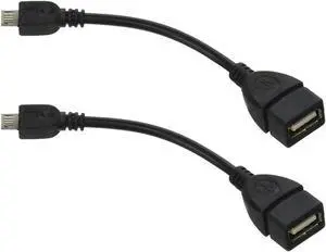 JAENFONG 2 Pack USB 2.0 OTG Cable,Micro USB to USB Adapter, On The Go Adapter Micro USB Male to USB Female for Samsung S7 S6 Edge S4 S3, LG G4,Android Devices (Black)