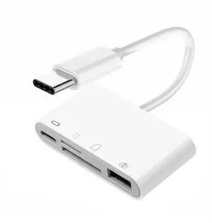 JAENFONG USB 2.0 Type C USB-C to TF Micro SD SDXC USB Female Card Reader PD 27W Adapter for Laptop Tablet Phone