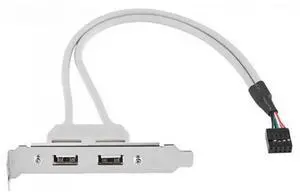 JAENFONG 9Pin Motherboard Header 1 to 2 USB 2.0 Port Multiplier Panel Cable 40cm with 80mm PCI Bracket