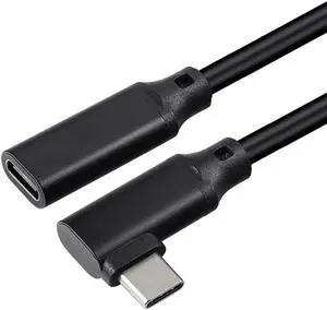 JAENFONG USB Type C Male to Female Adapter,USB-C USB 3.1 Type-C Right & Left Angled 90 Degree 4K@60Hz UHD with Audio/5A/10Gbps Extension Cable Laptop & Tablet & Cell Phone - 8inch,Black