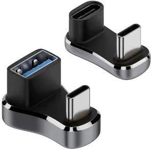 JAENFONG  USB-C Adapter USB3.0 Type C Male to Female & OTG Power Data Adapter Opposite U Shape Back Angled Compatible with Deck