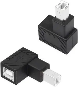 JAENFONG USB 2.0 Type-B Printer Adapter, 2 Pack 90 Degrees USB 2.0 B Male to Type-B Female Adapter for Printer, Scanner, Mobile HDD and More