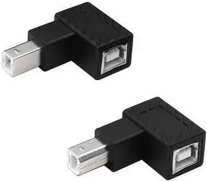 JAENFONG USB 2.0 Type-B Printer Adapter, 2Pack 90 Degrees USB 2.0 B Male to Type-B Female Adapter for Printer, Scanner, Mobile HDD and More