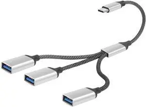 JAENFONG USB-C OTG Splitter Y Cable 20CM USB 3.0 Type C Male to Dual USB A Female Multiport Split Converter Multiple Hub for Car,Laptop,PC and More (1 to 3)