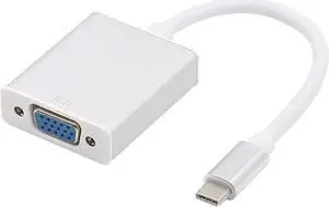 JAENFONG USB C TO VGA Adapter - USB 3.1 Type C (USB-C) to VGA 1080p Adapter (Thunderbolt 3), DP Alt Mode Converter w/ Aluminium Case for 2017 MacBook Pro/Yoga 920 - Silver
