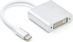 JAENFONG USB C TO DVI-D Adapter - USB 3.1 Type C (USB-C) to DVI 1920x1080p Adapter (Thunderbolt 3), DP Alt Mode Converter w/ Aluminium Case for 2017 MacBook Pro/Yoga 920 - Silver