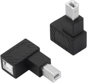 JAENFONG USB 2.0 Type-B Male to Female Printer Adapter, 2 Pack, 90 Degree, 480 Mbps, Plug & Play, Compatible with PC, USB 2.0, Right Anglez