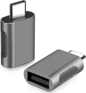 JAENFONG USB C to USB Adapter Pack of 2 USB C Male to USB3 Female Adapter Compatible with MacBook Pro 2021 iMac iPad Mini 6/Pro MacBook Air 2022 and Other Type C or Thunderbolt 4/3 Devices - Space Gre